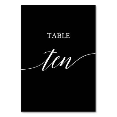Elegant White on Black Calligraphy Table Ten Table Number