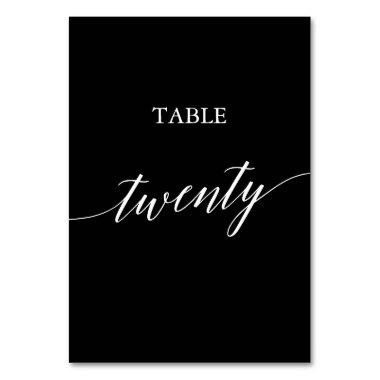 Elegant White on Black Calligraphy Table Twenty Table Number