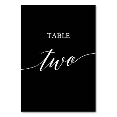 Elegant White on Black Calligraphy Table Two Table Number
