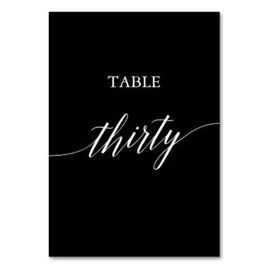 Elegant White on Black Table Number Thirty