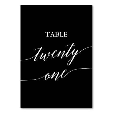 Elegant White on Black Table Twenty One Table Number