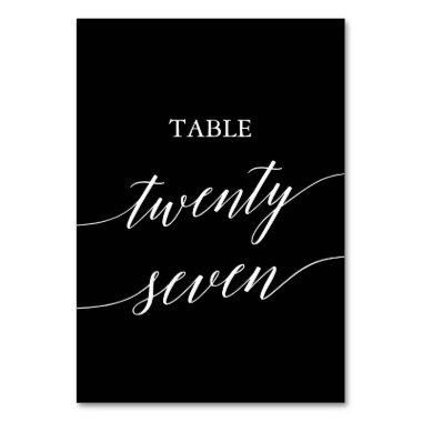 Elegant White on Black Table Twenty Seven Table Number