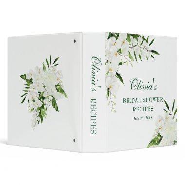Elegant White Orchid Bohemian Bridal Shower Recipe 3 Ring Binder