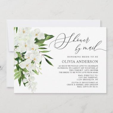 Elegant White Orchid Virtual Bridal Shower by Mail Invitations