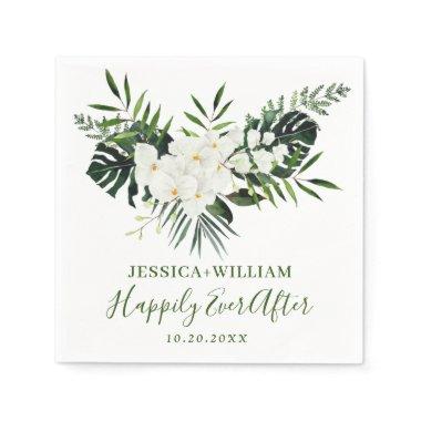 Elegant White Orchids Bohemian BRIDAL SHOWER Napkins