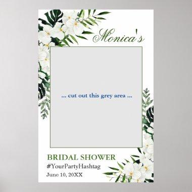 Elegant White Orchids Bridal Shower Photo Frame Poster