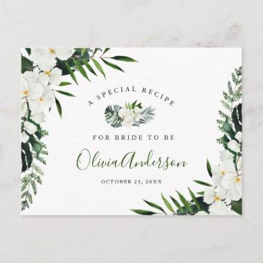 Elegant White Orchids Bridal Shower Recipe Invitations