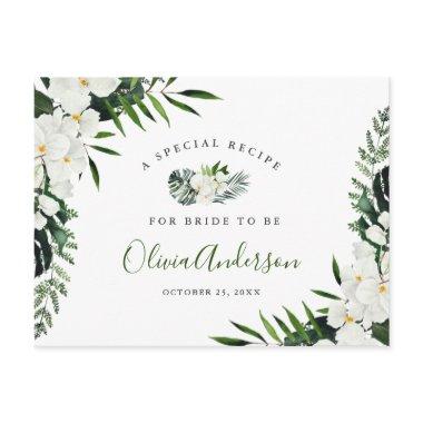 Elegant White Orchids Bridal Shower Recipe Invitations