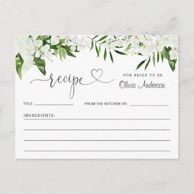 Elegant White Orchids Bridal Shower Recipe Invitations