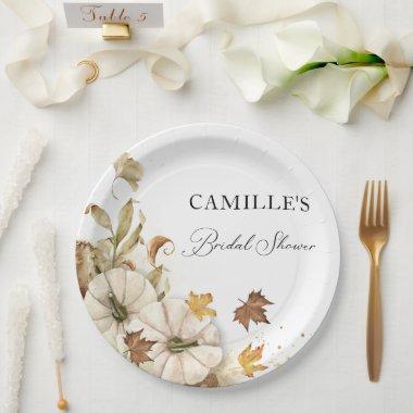 Elegant White Pumpkin Bridal Shower Paper Plates