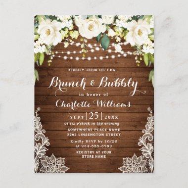 Elegant White Rose Brunch & Bubbly Invitation Invitations