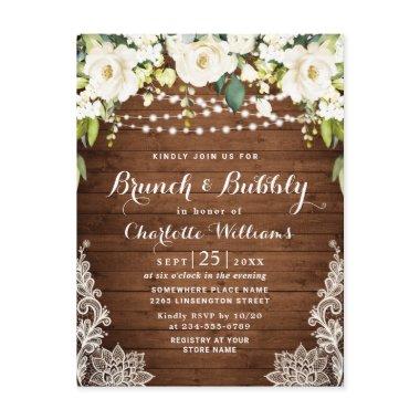Elegant White Rose Brunch & Bubbly Invitation