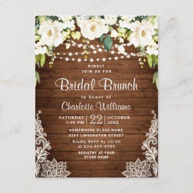 Elegant White Roses Bridal Brunch Invitation Invitations
