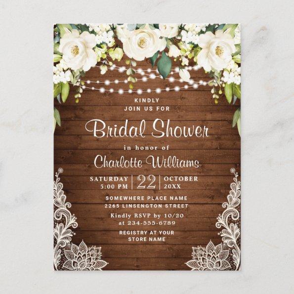 Elegant White Roses Bridal Shower Invitation Invitations