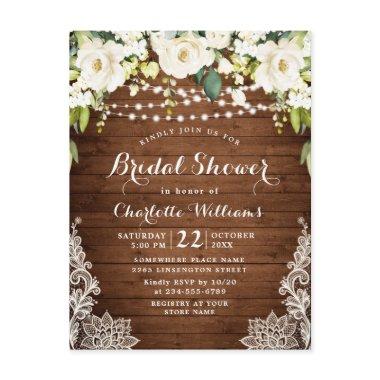 Elegant White Roses Bridal Shower Invitation Invitations