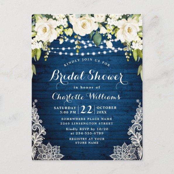 Elegant White Roses Bridal Shower Invitation Invitations