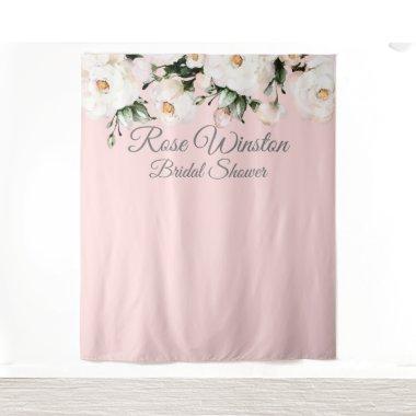 Elegant White Roses  Pink Backdrop