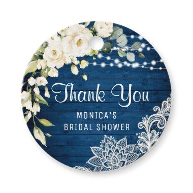 Elegant White Roses Lace Thank You Bridal Shower Favor Tags