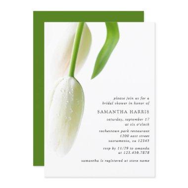 Elegant White Tulips Bridal Shower Invitations