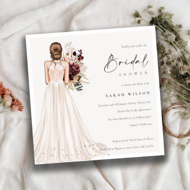 Elegant White Wedding Gown  Invite