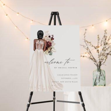 Elegant White Wedding Gown Bridal Shower Welcome Foam Board