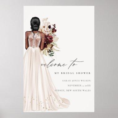 Elegant White Wedding Gown Bridal Shower Welcome Poster