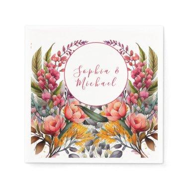 Elegant Wild Flower Wedding Napkins
