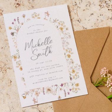 Elegant Wildflower Arch Spring Bridal Shower Invitations