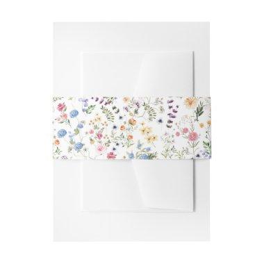 Elegant Wildflower Botanical Garden Pattern Invitations Belly Band