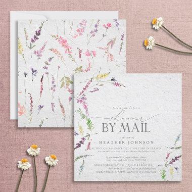 Elegant Wildflower Bridal Script Shower By Mail Invitations