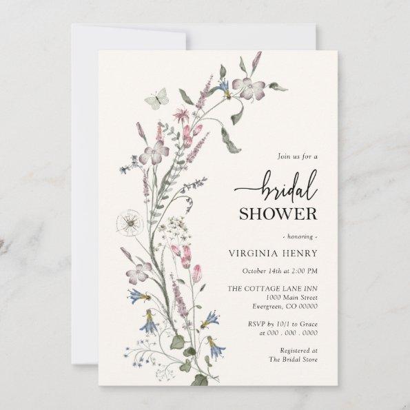 Elegant Wildflower Bridal Shower Invitations