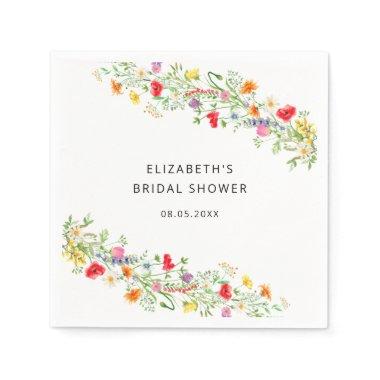 Elegant wildflower bridal shower napkins
