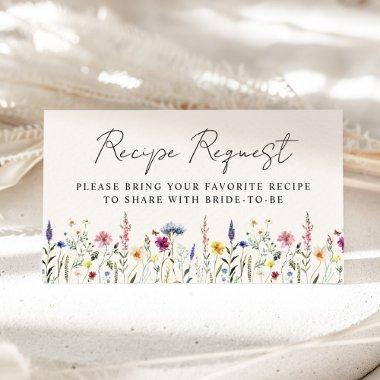 Elegant Wildflower Bridal Shower Recipe Request Enclosure Invitations