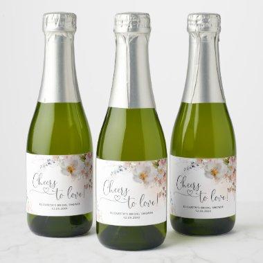 Elegant Wildflower Bridal Shower Sparkling Wine La Sparkling Wine Label
