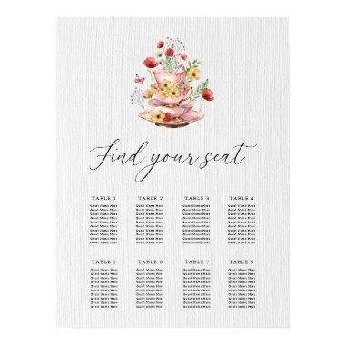 Elegant Wildflower Bridal Tea Party Seating Chart