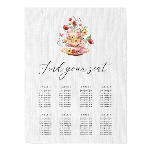 Elegant Wildflower Bridal Tea Party Seating Chart