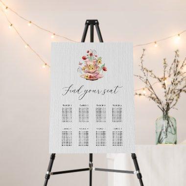 Elegant Wildflower Bridal Tea Party Seating Chart Foam Board