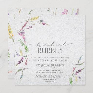 Elegant Wildflower Brunch & Bubbly Bridal Shower Invitations