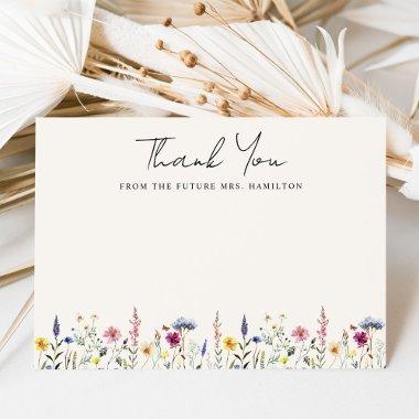 Elegant Wildflower Cream Future Mrs. Bridal Shower Thank You Invitations