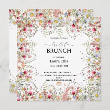Elegant wildflower floral bridal brunch Invitations