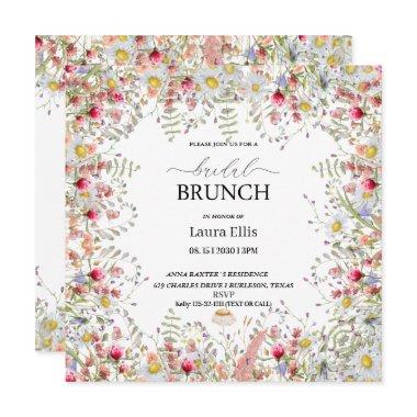 Elegant wildflower floral bridal brunch Invitations