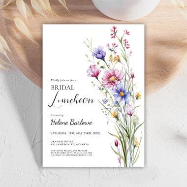 Elegant Wildflower Floral Bridal Luncheon Invitations