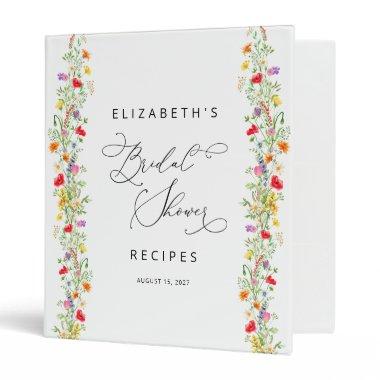 Elegant wildflower floral  3 ring 3 ring binder