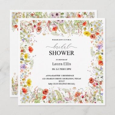 Elegant wildflower floral bridal shower Invitations
