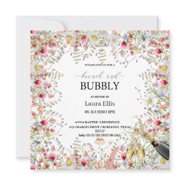 Elegant wildflower floral brunch and bubbly invit