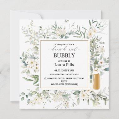 Elegant wildflower floral brunch and bubbly invit Invitations