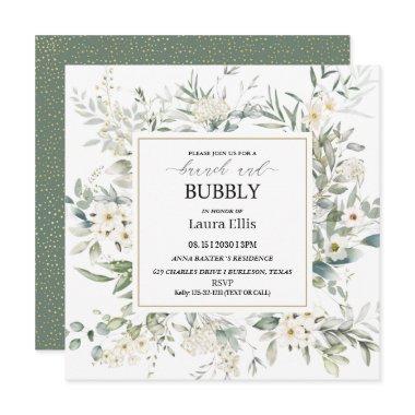 Elegant wildflower floral brunch and bubbly invit