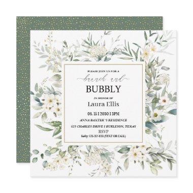 Elegant wildflower floral brunch and bubbly invit Invitations