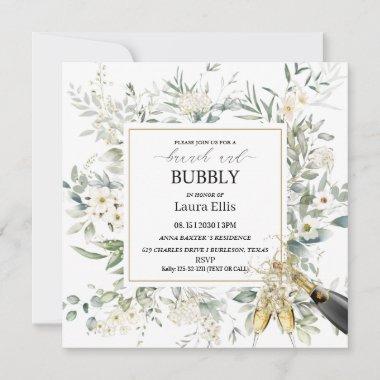Elegant wildflower floral brunch and bubbly Invitations