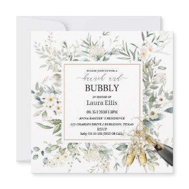 Elegant wildflower floral brunch and bubbly Invitations